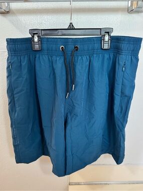 BRISIRA NWT Teal Blue Drawstring Swim/Active Shorts Size 34